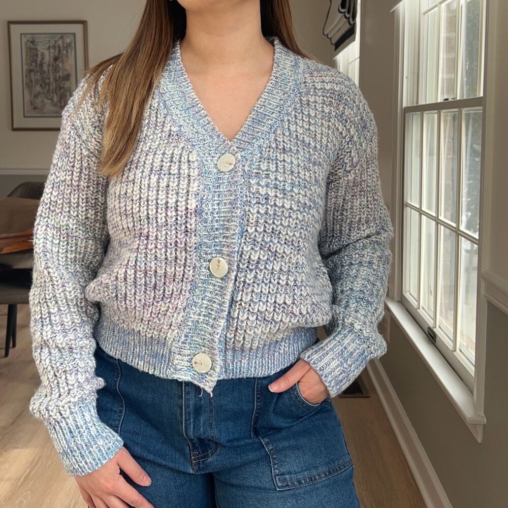 Grace + Karma Blue Marled Knit Cardiagn Sweater S